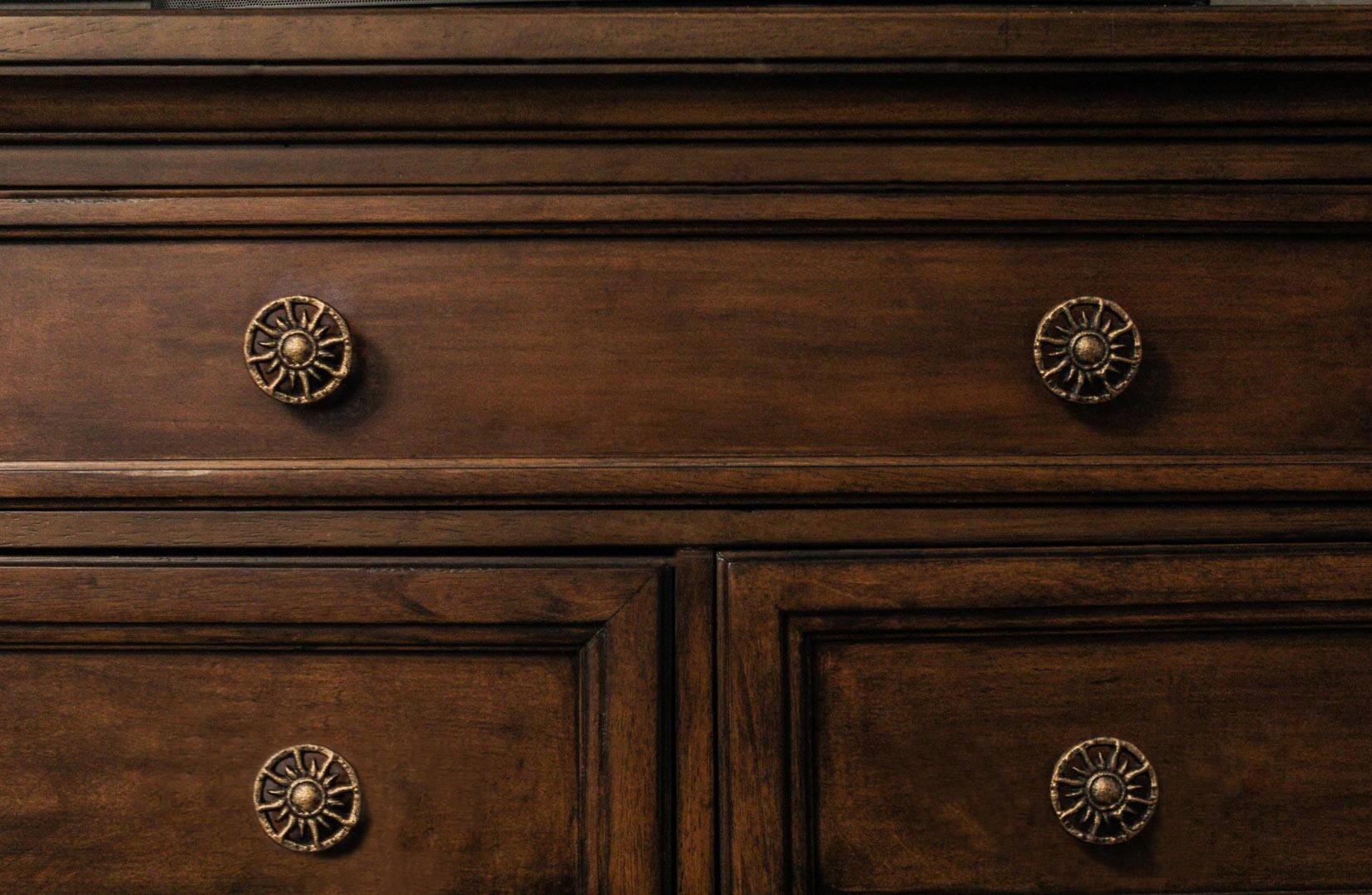 Alt View 5. Zeckos - Set of 6 Antique Golden Sun Cast Iron Drawer Pulls Cabinet Knob Home Decor - Gold.