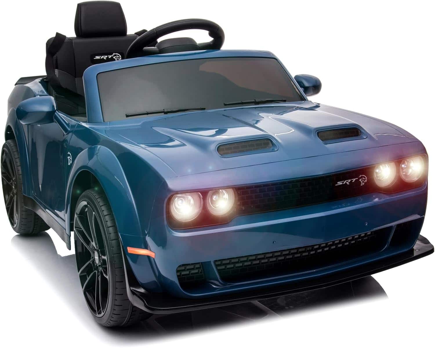 Acekool - 12V Kids Car, Licensed Dodge Challenger Electric Car for Kids, Battery-Powered Toy Car with Remote Control - Blue