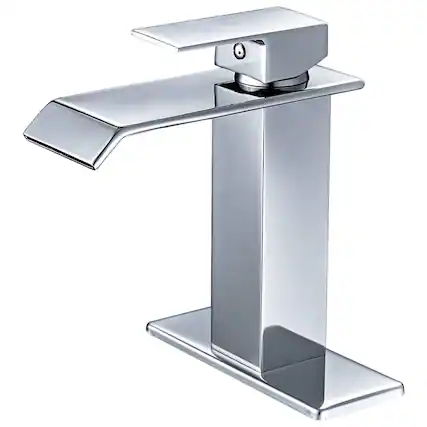 Front. Boyel Living - Waterfall Single Hole Single Handle Low Arc Bathroom Faucet with Supply Line in Polished Chrome - Polished Chrome.