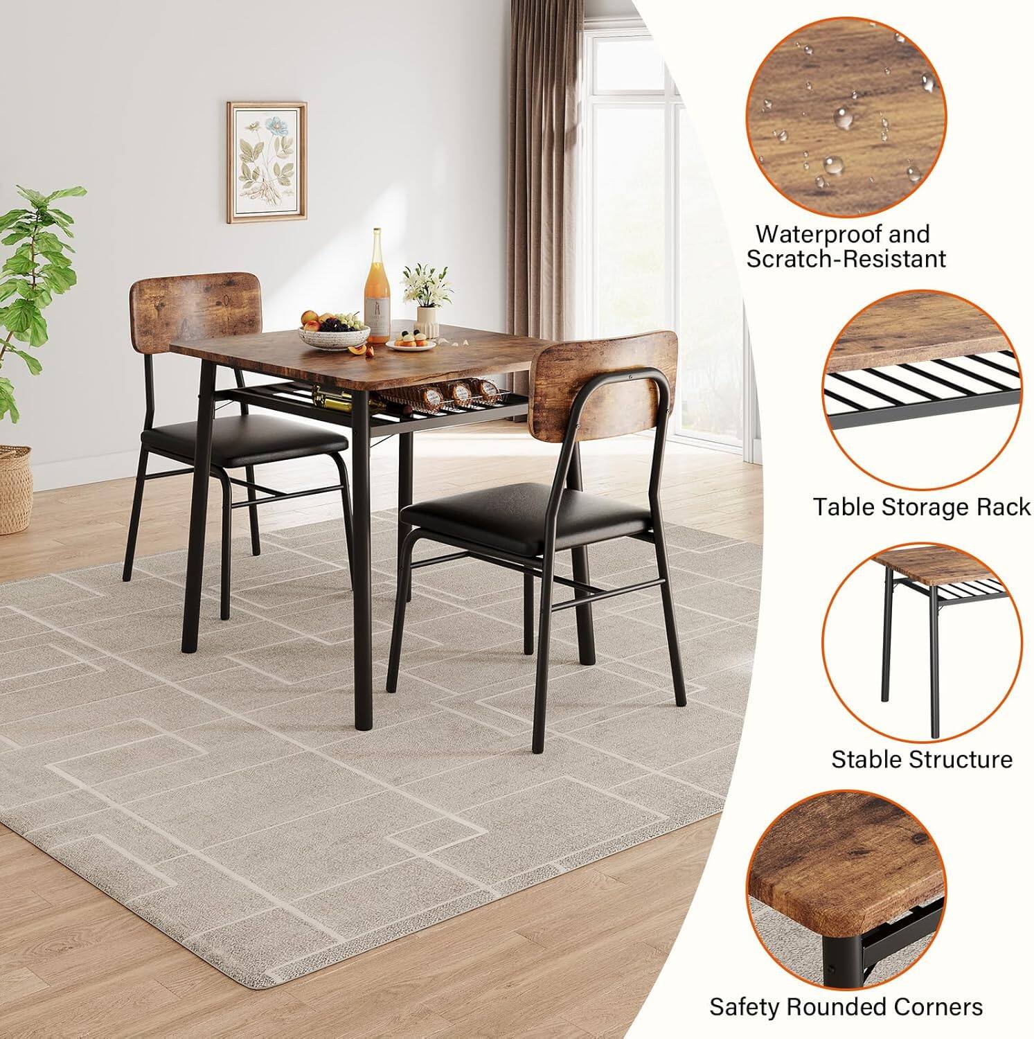 Waterproof and Scratch-Resistant  
Table Storage Rack  
Stable Structure  
Safety Rounded Corners