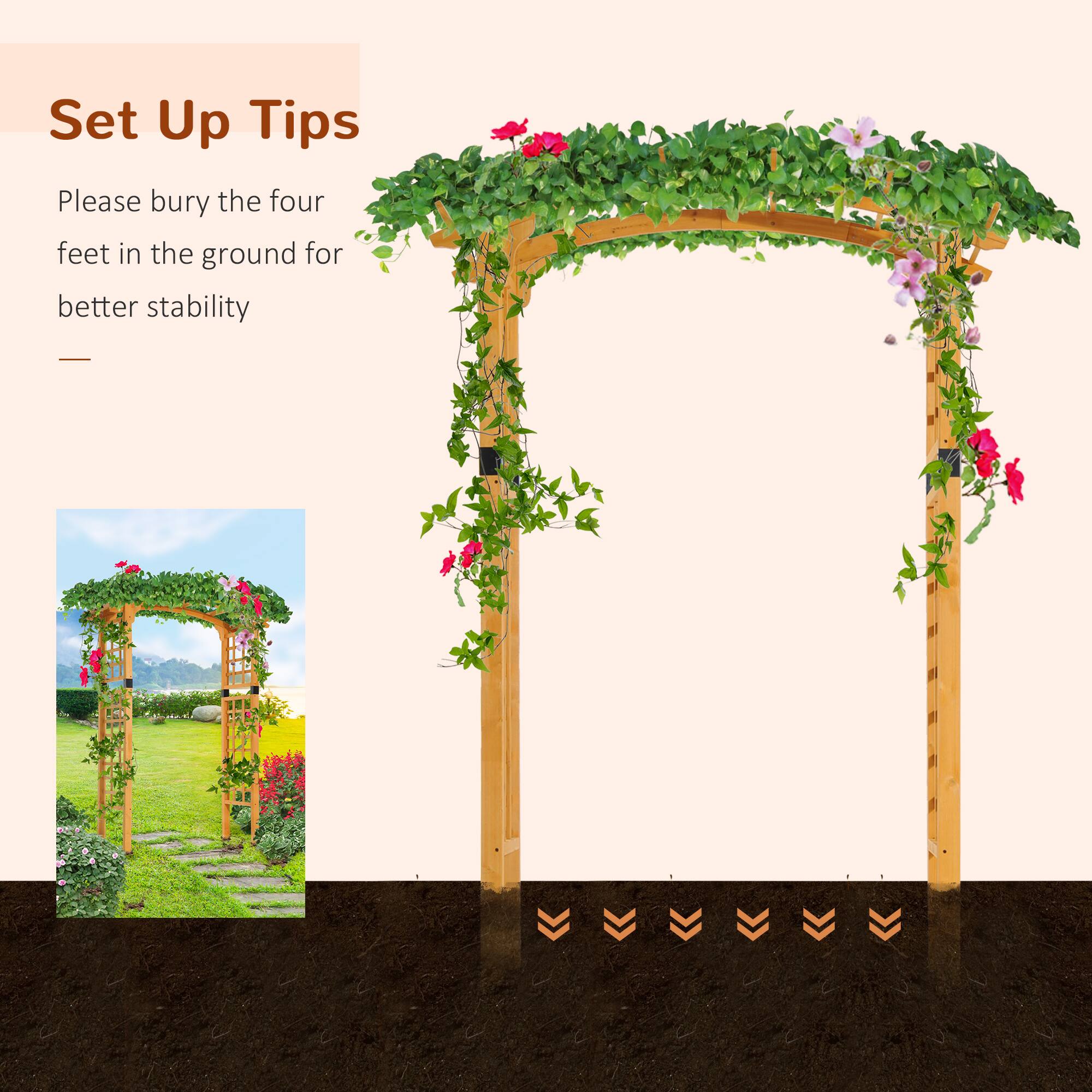 Set Up Tips
Please bury the four feet in the ground for better stability.