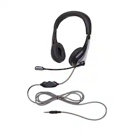 Califone - NeoTech 1025MT Mid-Weight, On-Ear Stereo Headset with Gooseneck Microphone, 3.5mm Plug, Black/Silver