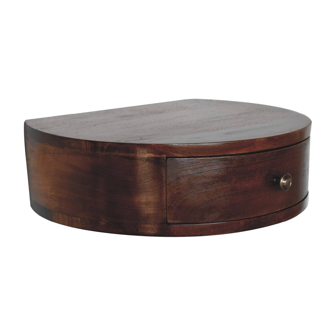 Left. Artisan Furniture - Artisan Furniture Solid Wood Lunar 1 Drawer Floating Nightstand, Dark Brown - Chestnut.
