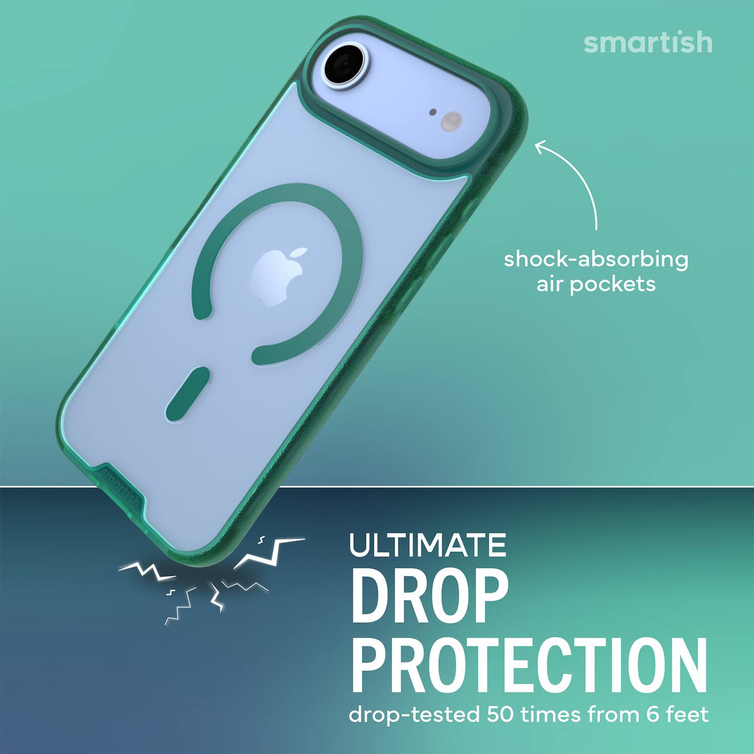 smartish  
shock-absorbing air pockets  
ULTIMATE DROP PROTECTION  
drop-tested 50 times from 6 feet