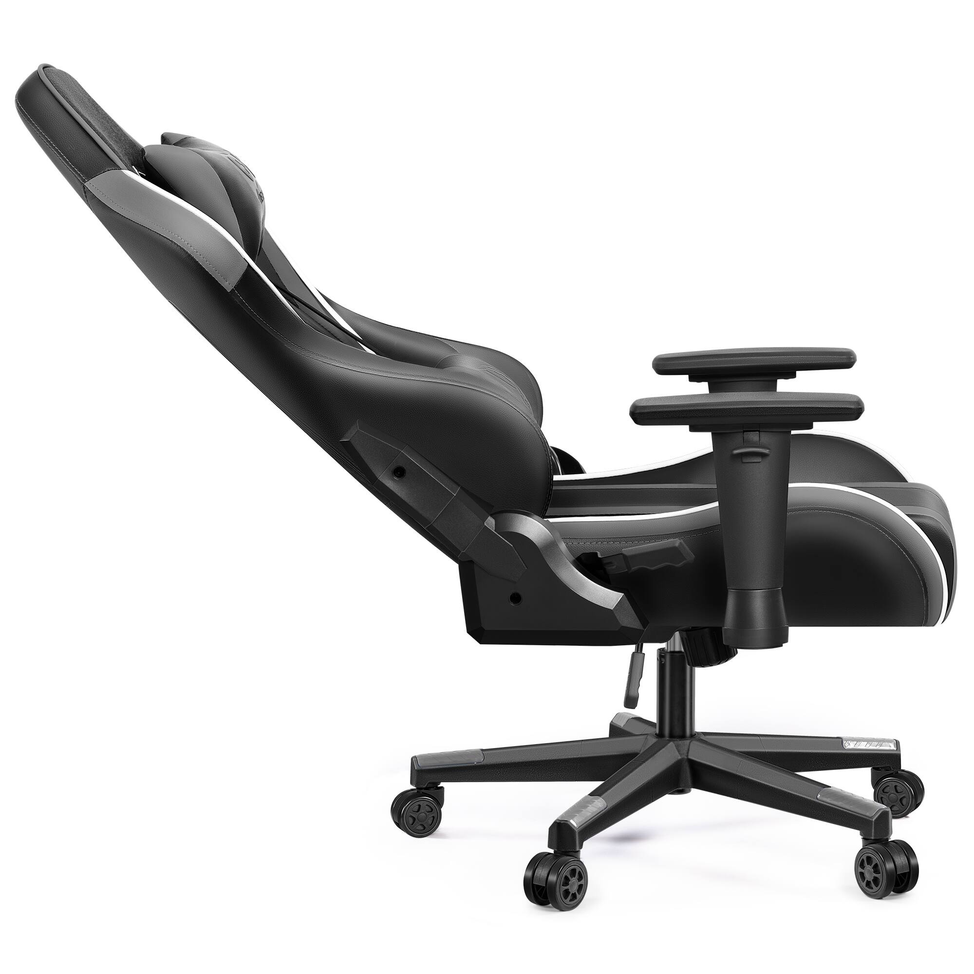Left. Brick Attic - Ergonomic Computer Gaming Chair 3D Armrests, Swivel Desk Chair, Adjustable High Backrest with Lumbar Support - Black Grey.