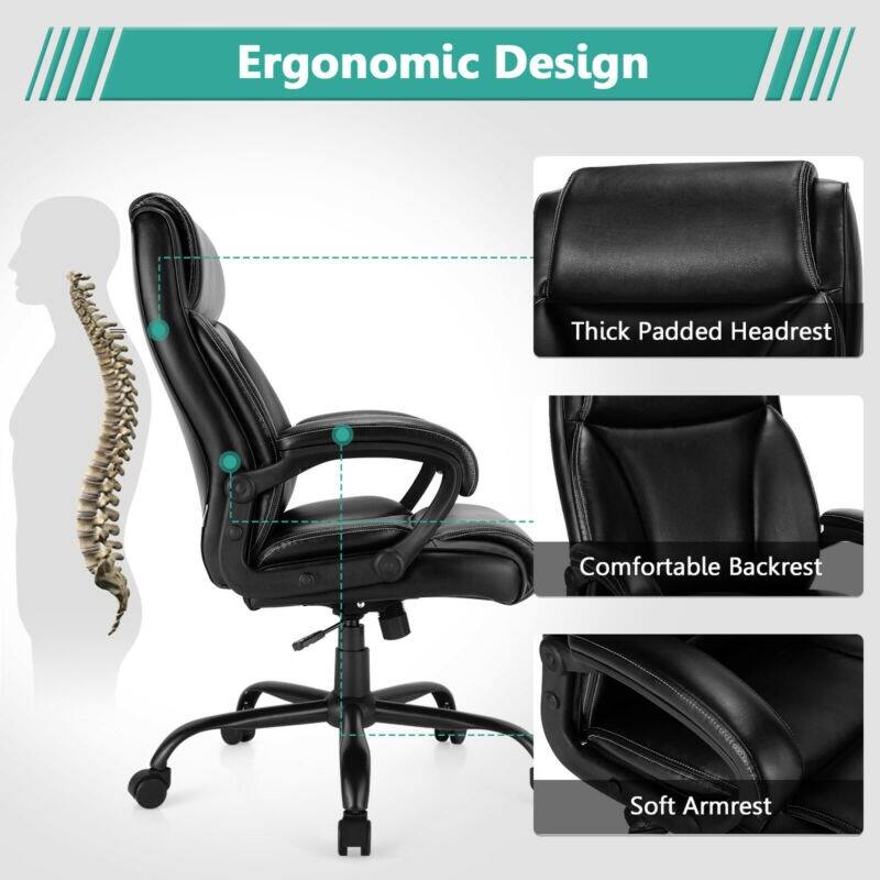 Ergonomic Design: Thick Padded Headrest, Comfortable Backrest, Soft Armrest.