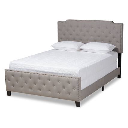 Front. Baxton Studio - Marion Modern Transitional Fabric Upholstered Button Tufted Full Size Panel Bed - Grey/Black.