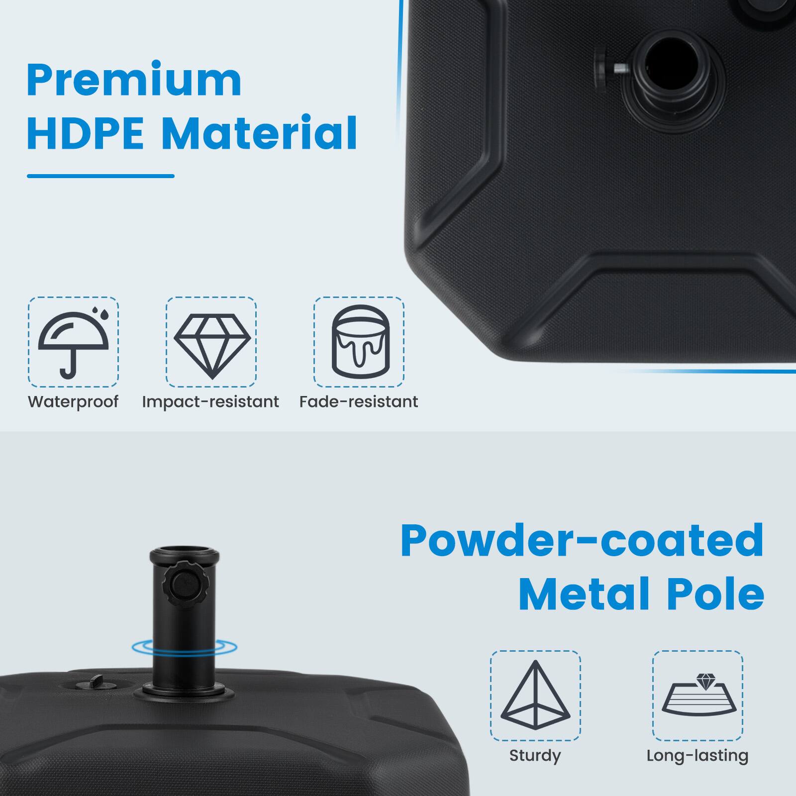 Premium HDPE Material  
- Waterproof  
- Impact-resistant  
- Fade-resistant  

Powder-coated Metal Pole  
- Sturdy  
- Long-lasting