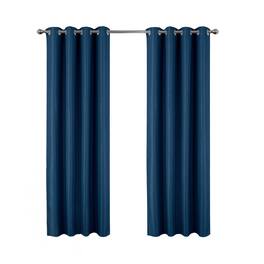 Olivia Gray - 100% Polyester 250 GSM Basket Weave Ian Luxury Jacquard Blackout Grommet Curtain Panel 54" x 84" - Blue