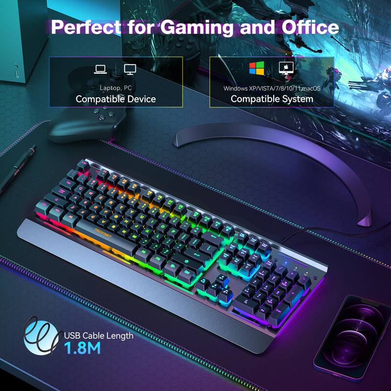 Perfect for Gaming and Office

- Laptop, PC Compatible Device
- Windows XP/VISTA/7/8/10/11/macOS Compatible System
- USB Cable Length 1.8M