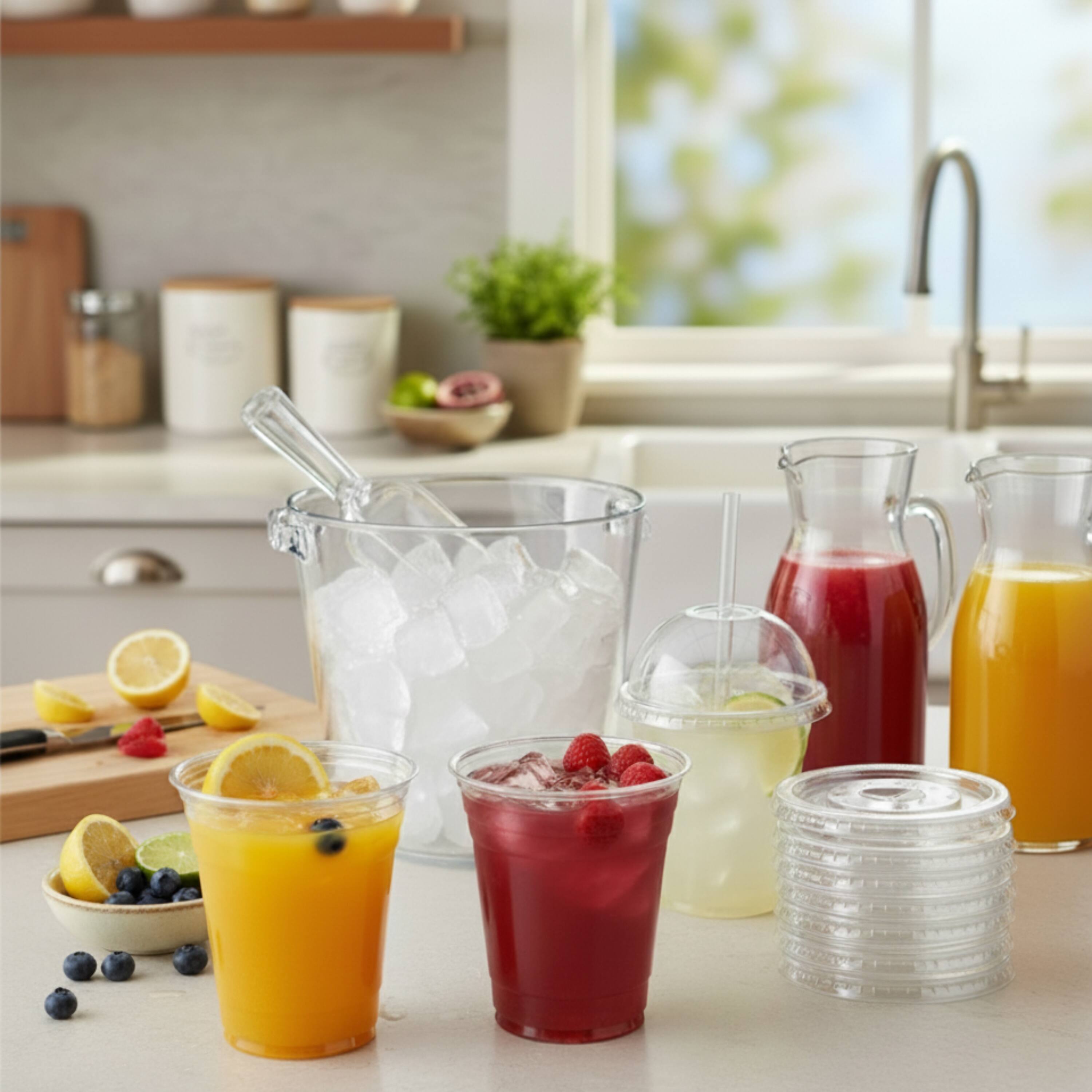 Alt View 4. Eco Harmony Products - Cold Cup, Dome Lids for 12-24oz Clear Cup (PET), 98mm, 1000-Pack - Clear.