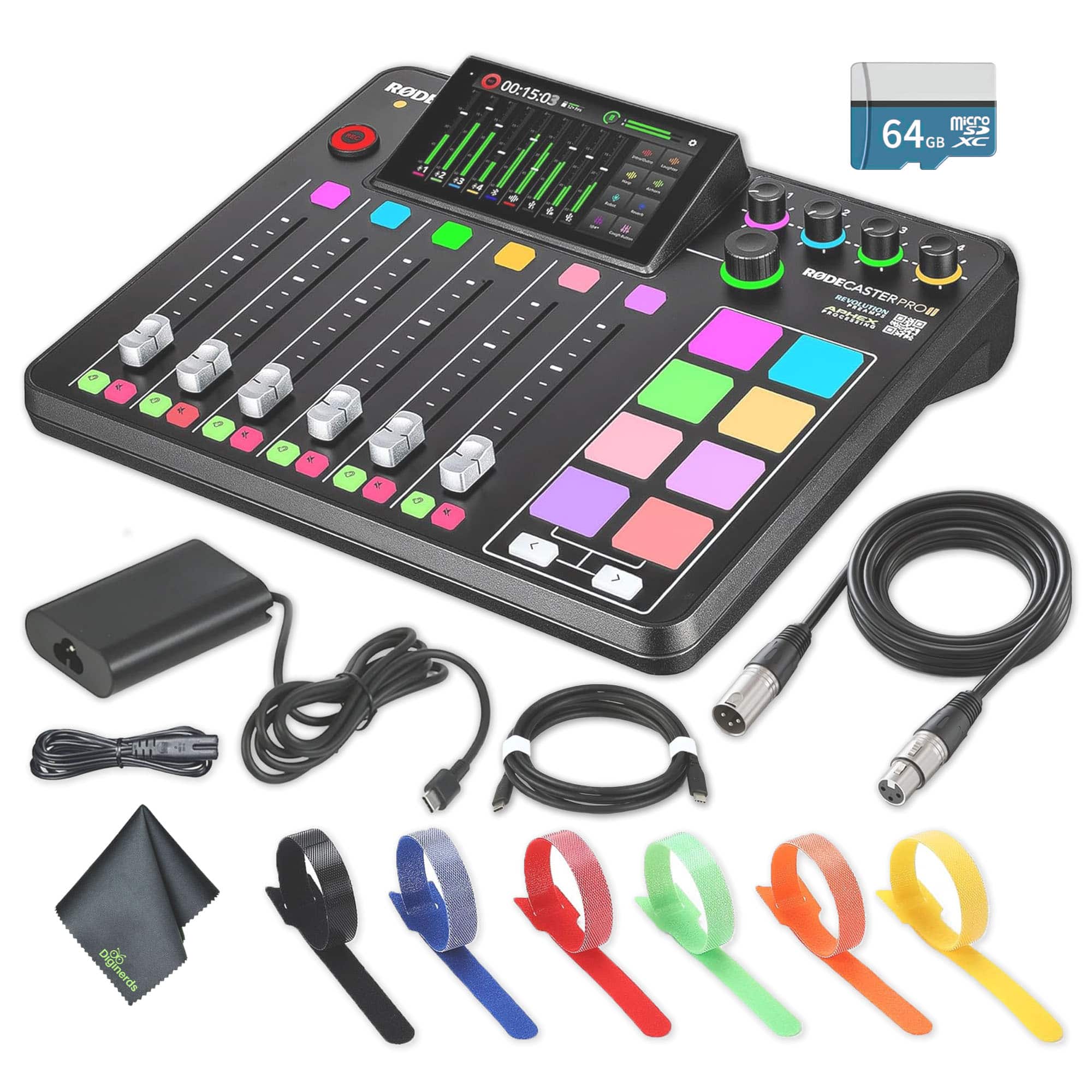 RODE - RODECaster Pro II + 64GB Micro SD Memory Card + More (Bundle)