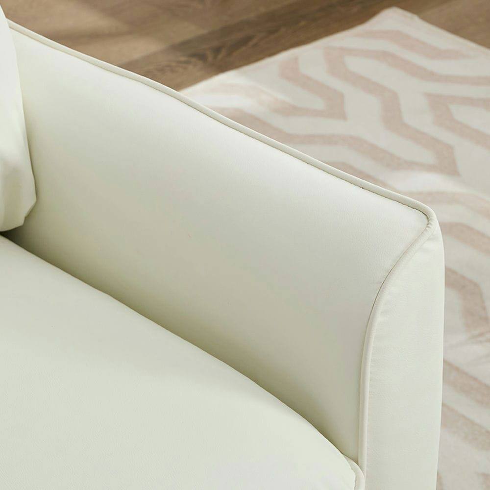 Alt View 1. Kadyn - Faux Leather Upholstered 2-Piece Sofa Set, Nordic Retro Style Casual Sofa Chair for Living Room, Cream White - White.