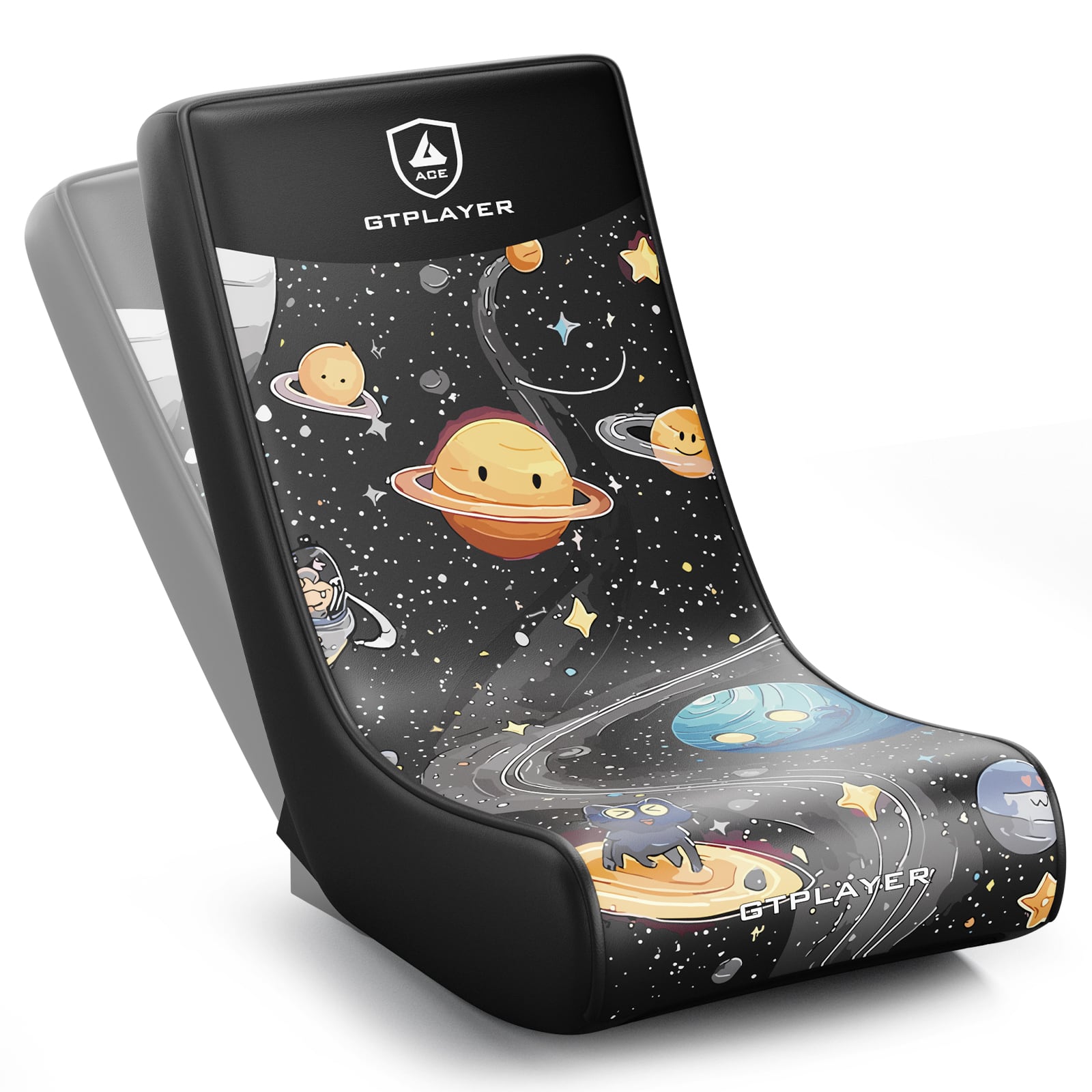 GTPlayer - Gaming Floor Mat Rocking Chair with an angle limiter rocking floor mat gaming chair, Galaxy Patterned - Black