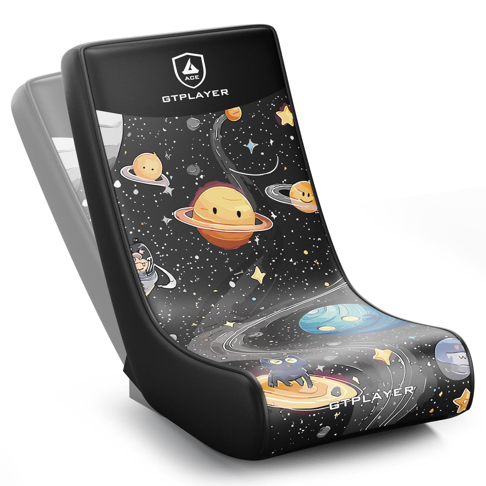 GTPlayer - Gaming Floor Mat Rocking Chair with an angle limiter rocking floor mat gaming chair, Galaxy Patterned - Black