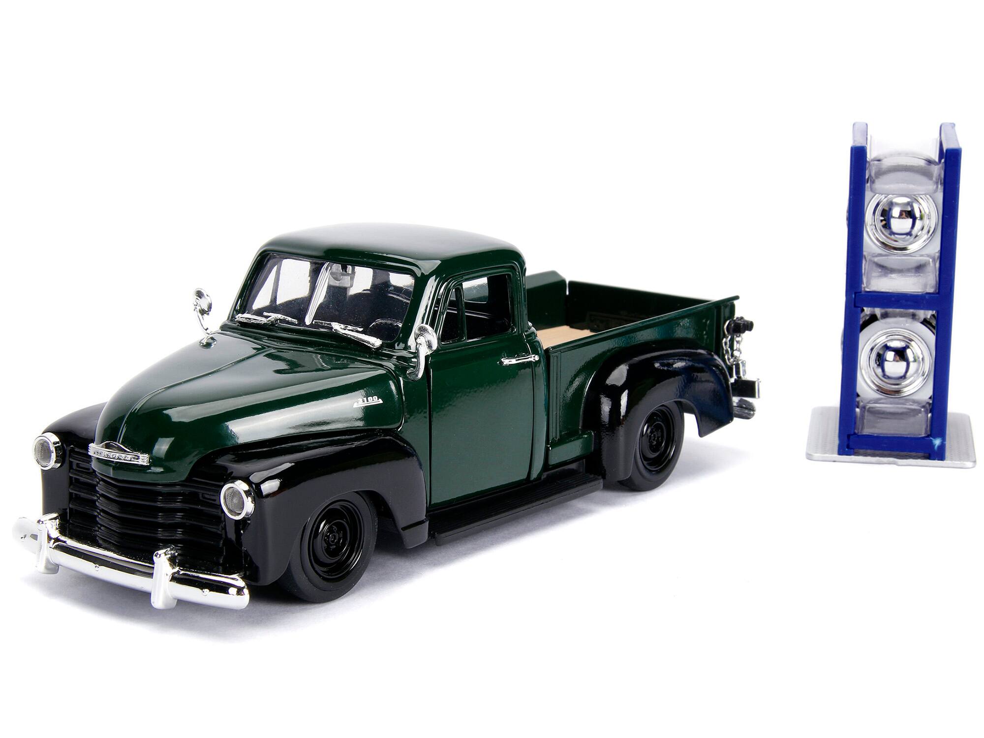 Alt View 1. Jada - 1953 Chevrolet 3100 Pickup Truck Green with Extra Wheels "Just Trucks" Series 1/24 Diecast Model Car by Jada.