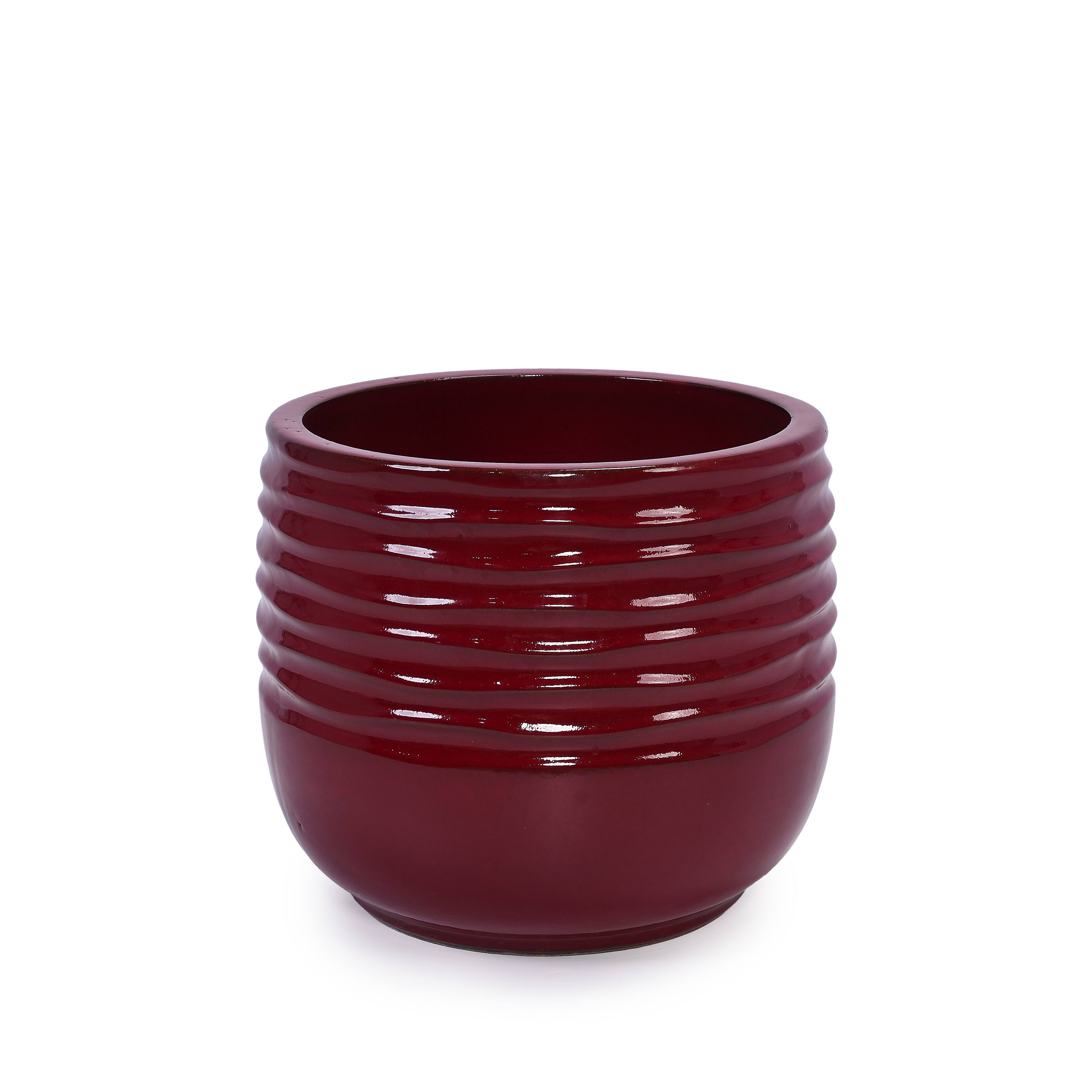 Alt View 8. Loheer - Loheer Ceramic Planter Set of 3, Handmade Glazed Red Clay Flower Pots, 15 11 8 Inch Indoor Outdoor Planters.