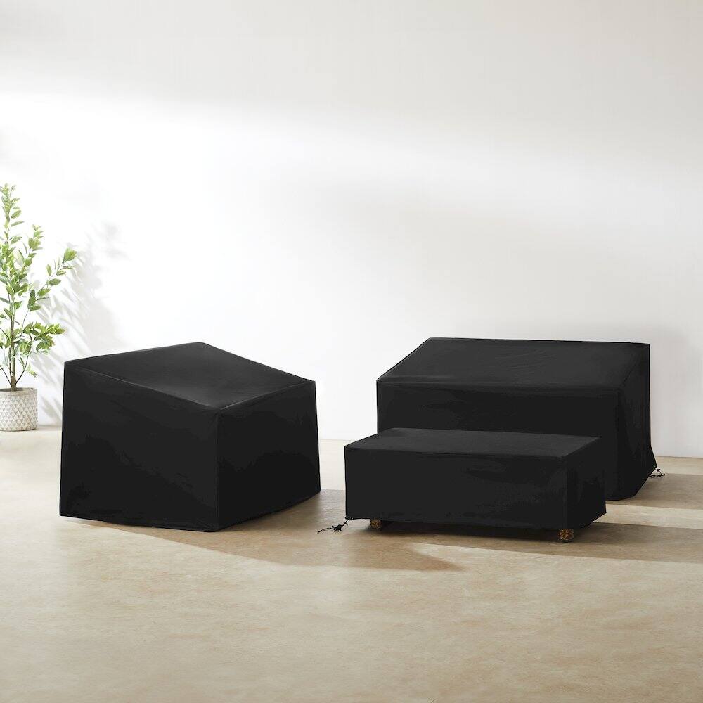 Alt View 10. Crosley Furniture - 3Pc Outdoor Furniture Cover Set - 2 Loveseats & 1 Coffee Table - Black.