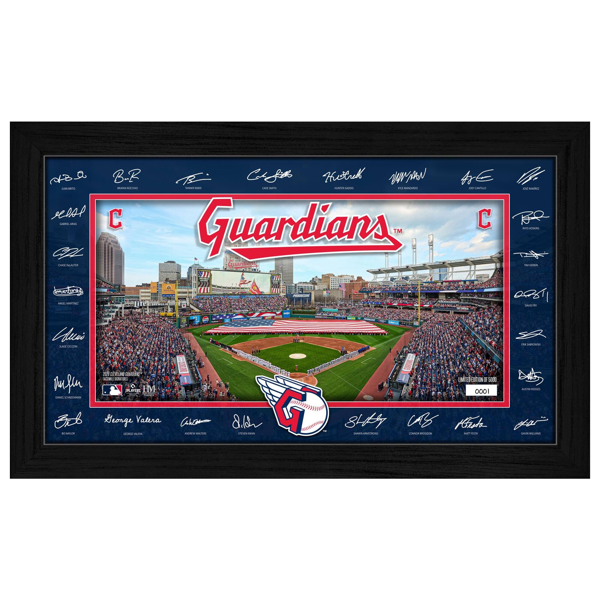 Cleveland Guardians 12" x 20" 2026 Signature Field Photograph - Facsimile Signatures