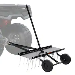 VEVOR - Tow Behind Dethatcher, 40-inch Tow Dethatcher with 20 Spring Steel Tines, Lawn Dethatcher Rake - Black