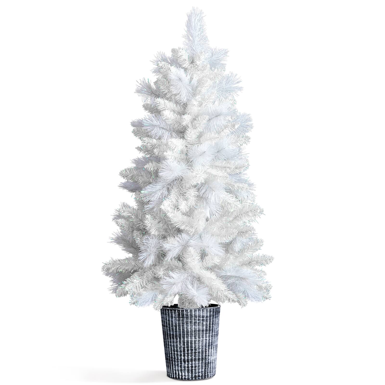 Alt View 1. Winado - 4FT Artificial Christmas Flocked Small Tree with Plastic Pot Stand, Branch for Indoor Holiday Party Room Decoration - White.