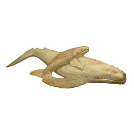 Contrast Inc. - Beautiful Carved Teak Wood Humpback Whale and Baby Tabletop Statue 20 Inch - Natural