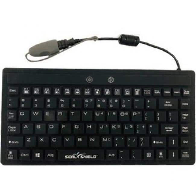 Seal Shield - Silk Mini Glow Waterproof Silicone Backlit Keyboard - Cable Connectivity - USB Interface - English (US) - PC - Black