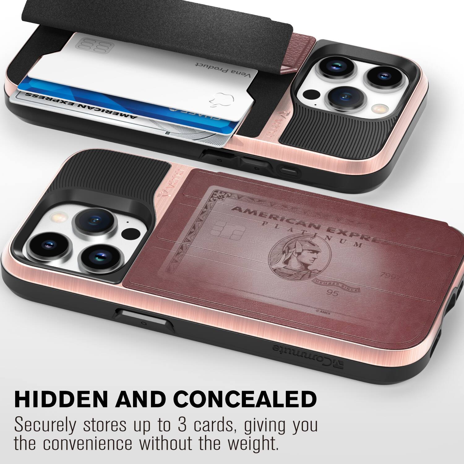 HIDDEN AND CONCEALED
Securely stores up to 3 cards, giving you the convenience without the weight.

88 Product Vena EXPRESS AMERICAN - V AMERICAN PLATINUM EXPRESS 7997 C CEATT FT 95 AMEX