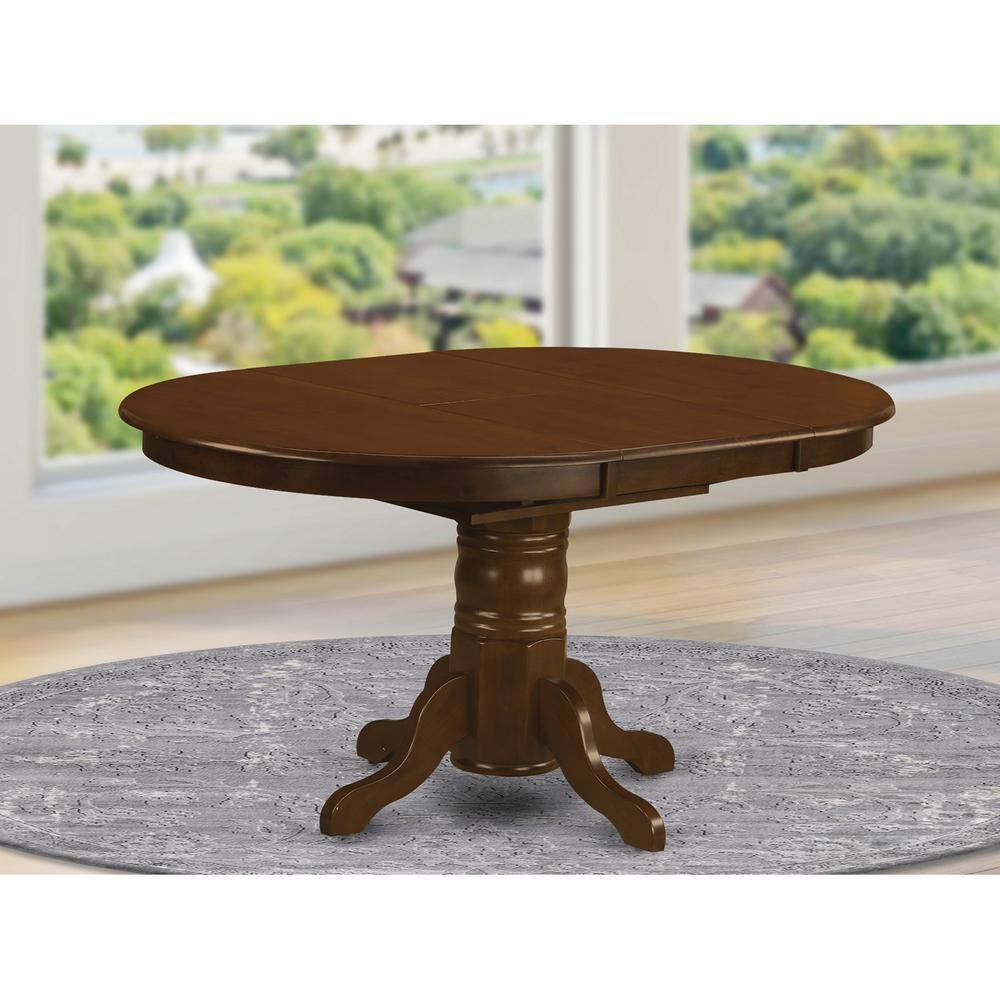 Angle. East West Furniture - KEVA5-ESP-C 5 Pc set Kenley Kitchen Table with a Leaf and 4 Fabric Seat Chairs - Espresso.