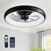 Front. Siljoy - 20-inch Black Flush Mount Ceiling Fan with LED Lights Remote APP Control for Bedroom Kitchen - Black.