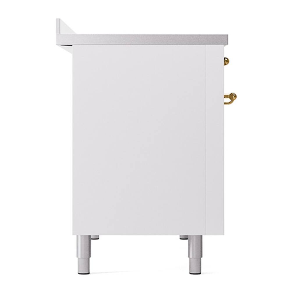 Alt View 8. ILVE - ILVE Nostalgie II Series 48 in. Induction Range with 6 Induction Elements (Brass Trim) - White.