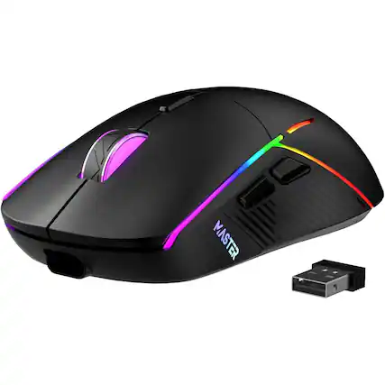 Front. Comfort Essence - Wireless Gaming Mouse Tri mode /usb c/ Rgb Gamer 75hrs Life Rechargeable Mice For Pc Ps5 - Black.