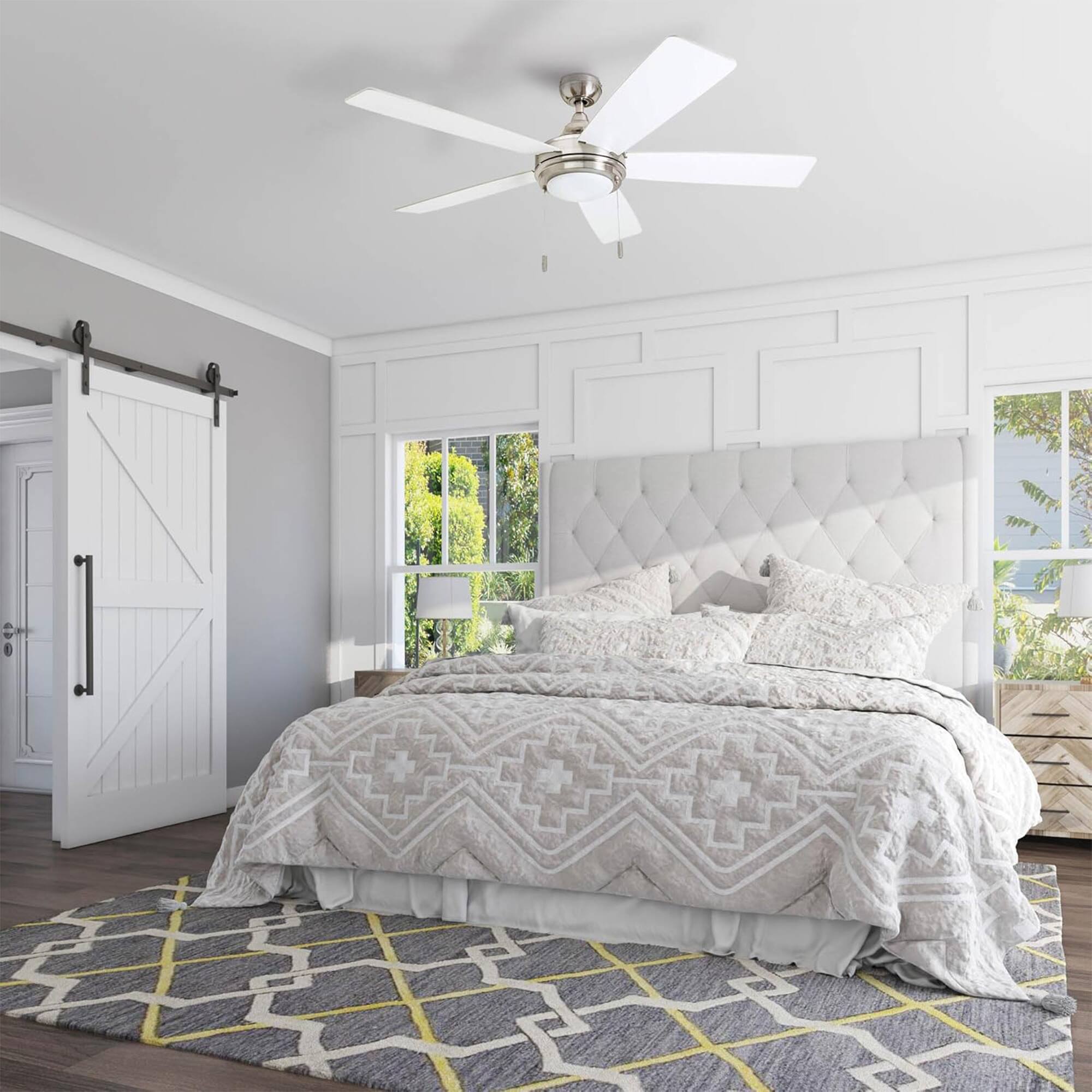 Alt View 6. Honeywell - Honeywell Ventnor 52" Modern Farmhouse LED Ceiling Fan with Pull Chain, Nickel - Brushed Nickel.