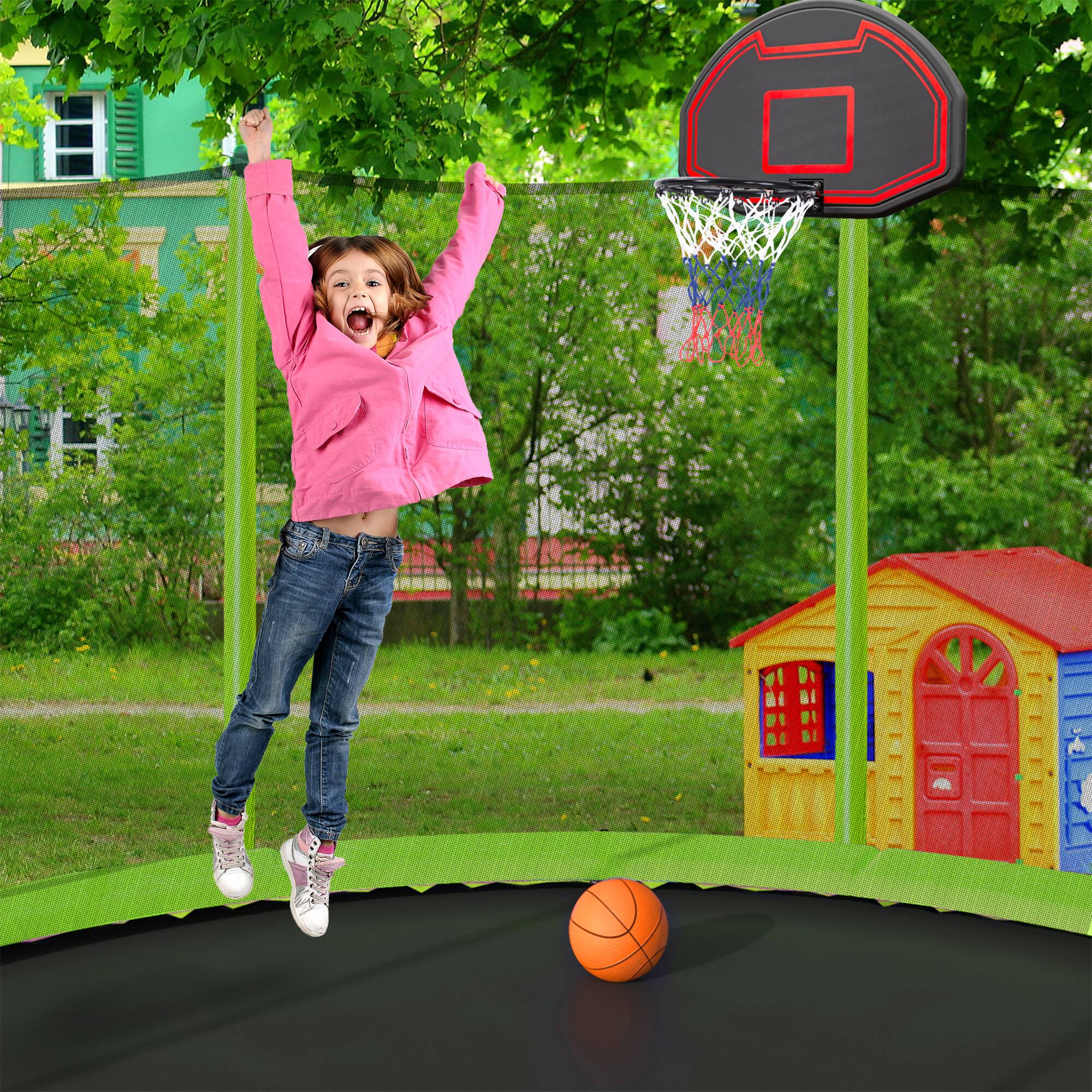Alt View 1. LOVMOR - Lovmor 16 FT Trampoline with Basketball Hoop and Ladder Recreational Trampoline for Adults.