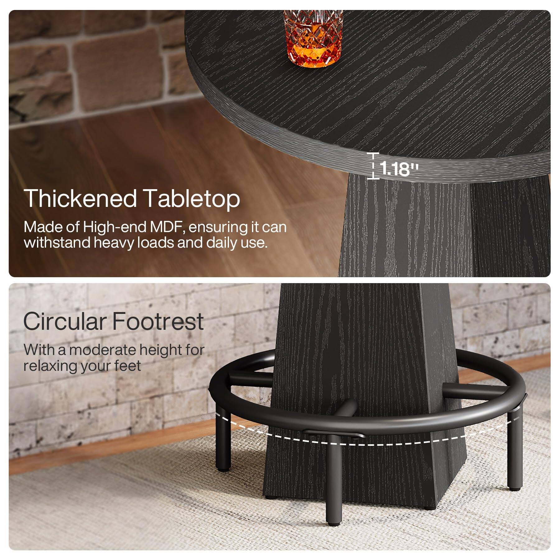 Tribesigns Round Bar Table, 37.4