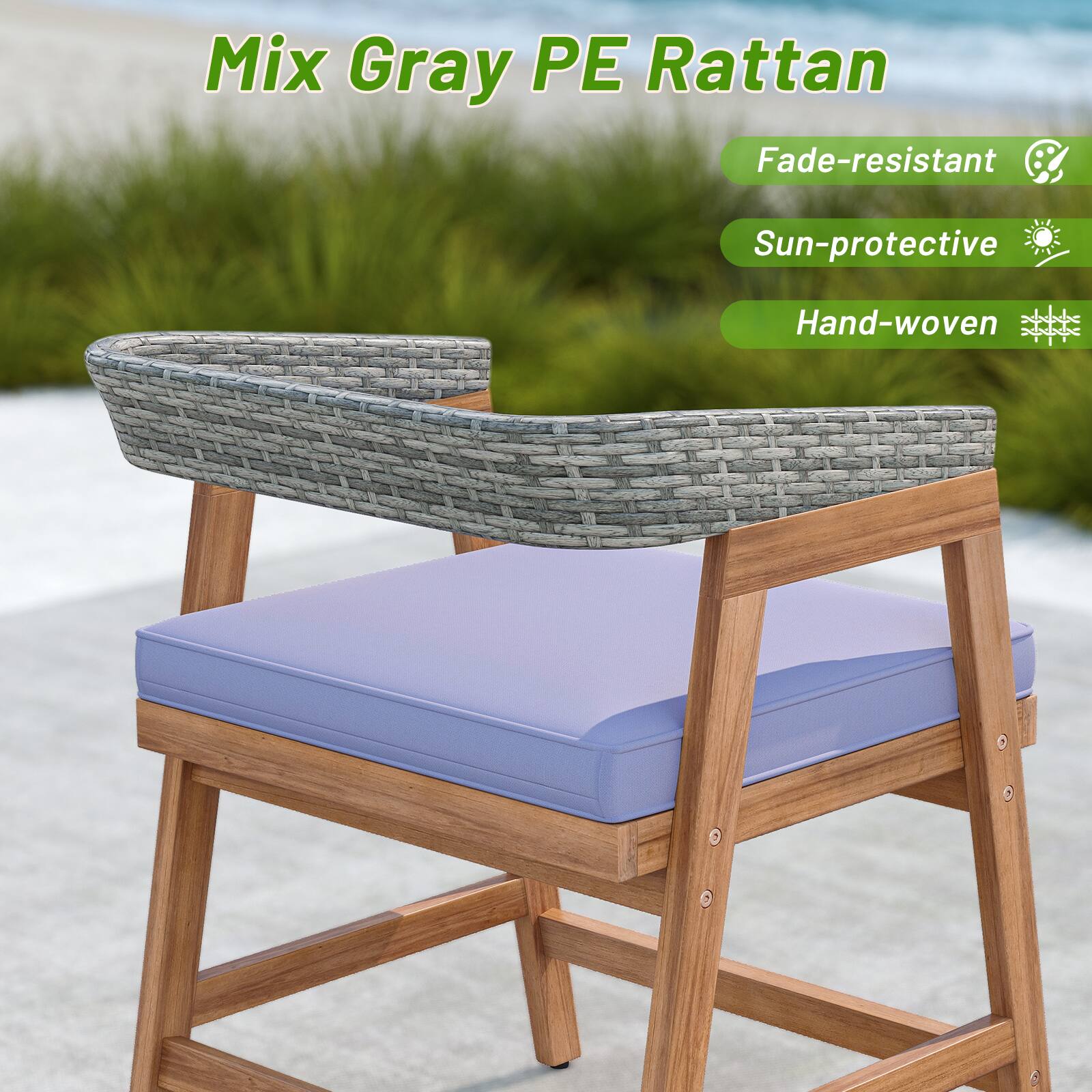 Mix Gray PE Rattan Fade-resistant Sun-protective Hand-woven
