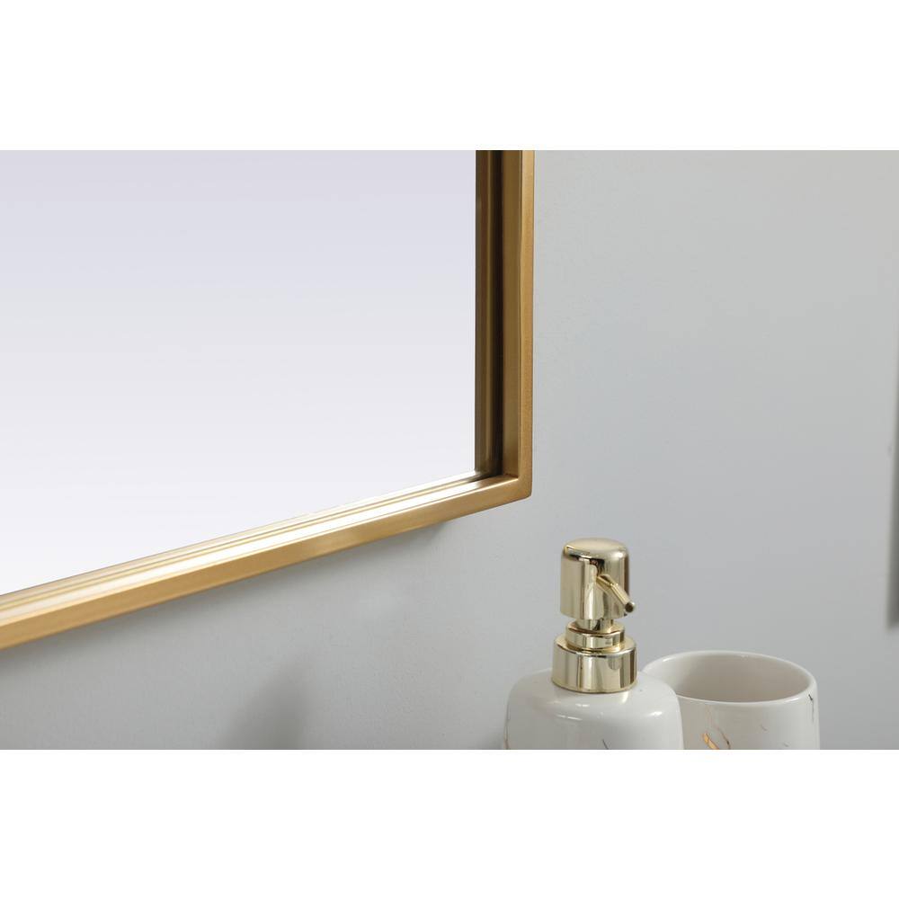 Back. Elegant Decor - Metal Frame Arch Mirror 33x24 Inch in Brass - Brass.