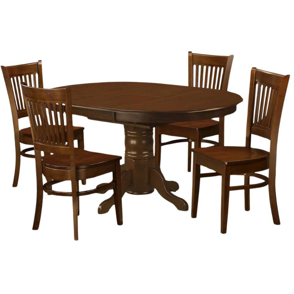 Alt View 4. FurniFact - Solid Wood 5 Pc Dining Table Set with 4 Chairs - Espresso.