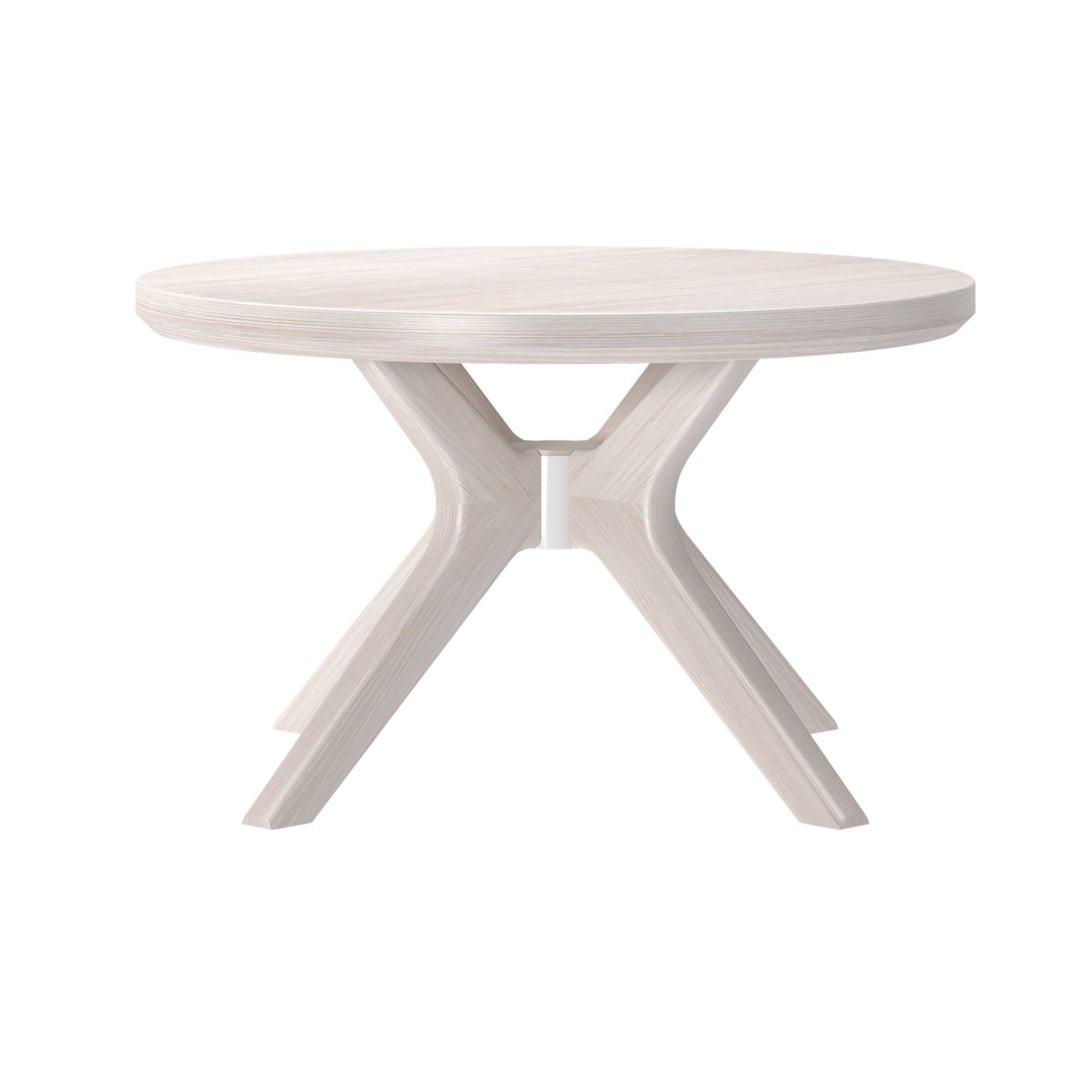 Alt View 3. Plank+Beam - Cross Leg Round Coffee Table (30in x 30in / 760mm x 760mm), White Sand Wirebrush - White Sand Wirebrush.