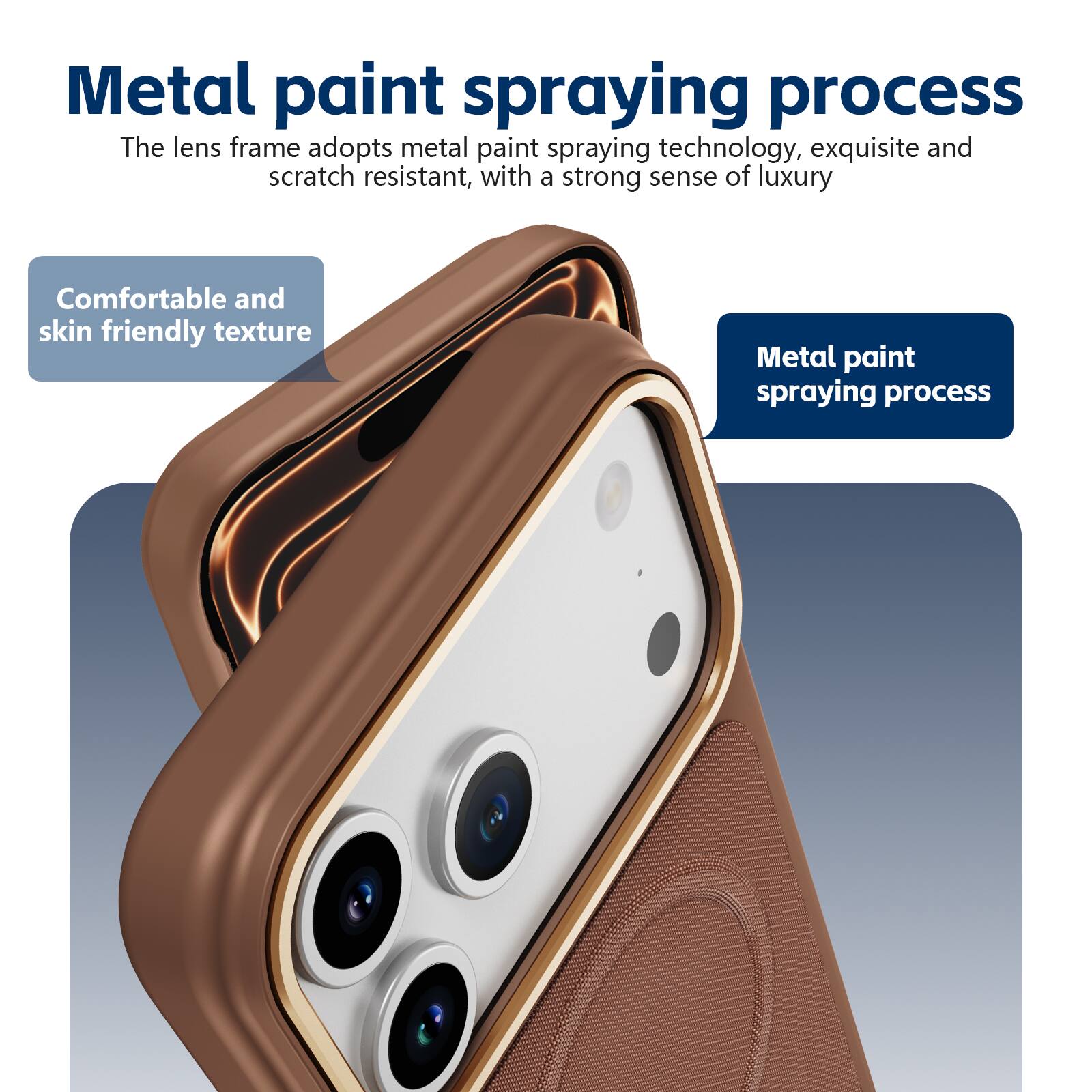 Metal paint spraying process

The lens frame adopts metal paint spraying technology, exquisite and scratch resistant, with a strong sense of luxury

Comfortable and skin friendly texture