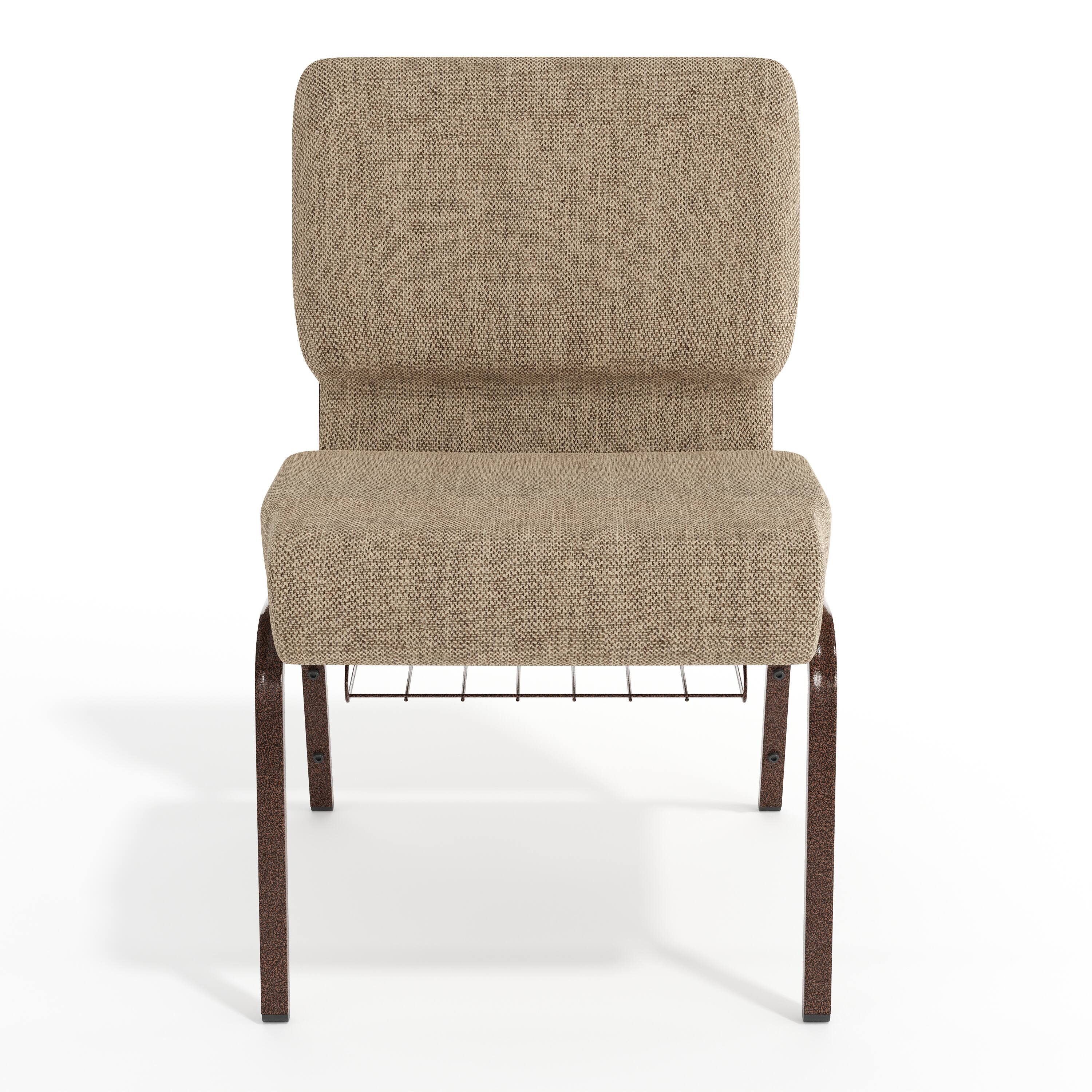 Alt View 9. Emma + Oliver - 21"W Church/Reception Guest Chair with Communion Cup Book Rack - Beige Fabric/Copper Vein Frame.