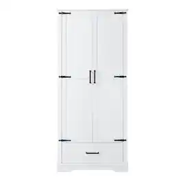 SlickBlue - Tall Bathroom Storage Cabinet with Two Doors, One Drawer, and Adjustable Shelf - White