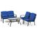 Alt View 9. Costway - 4 PCS Patio Furniture Set Outdoor Conversation Sofa Tempered Glass Coffee Table - Navy.