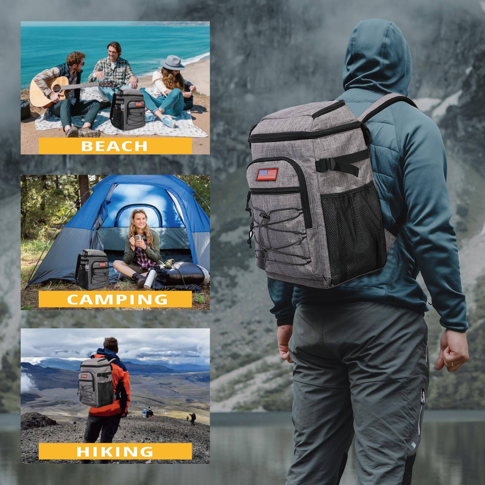 Left. Live At Space - Backpack Cooler  25l Insulated Leak proof Heavy Duty Large Lunch Waterproof Ice Chest For Men Women Adults Work Daytrip - Black Camo.