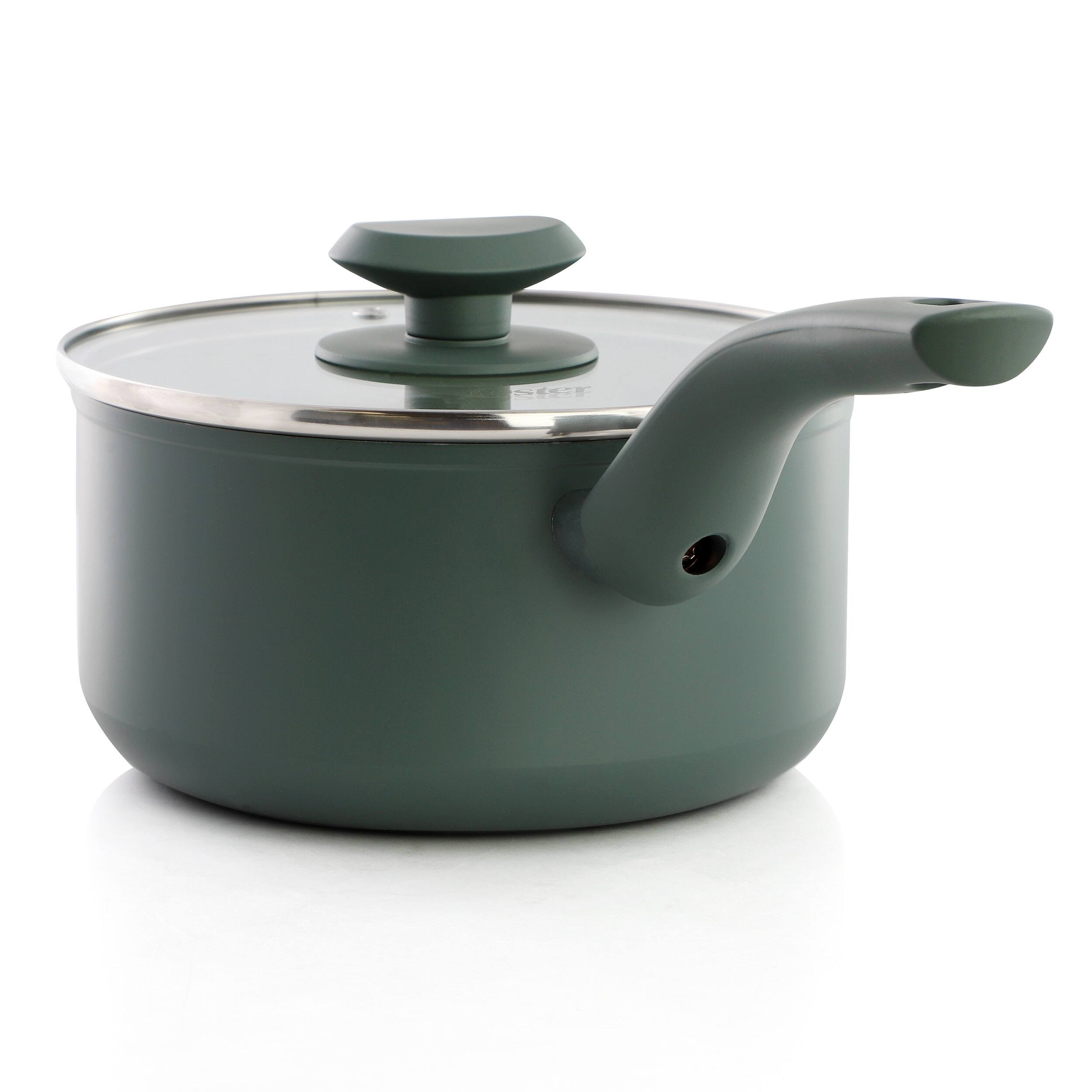 Alt View 2. Oster - Oster Sutterville Choice 2.5 Quart Ceramic Nonstick Saucepan with Lid in Evergreen - Green.