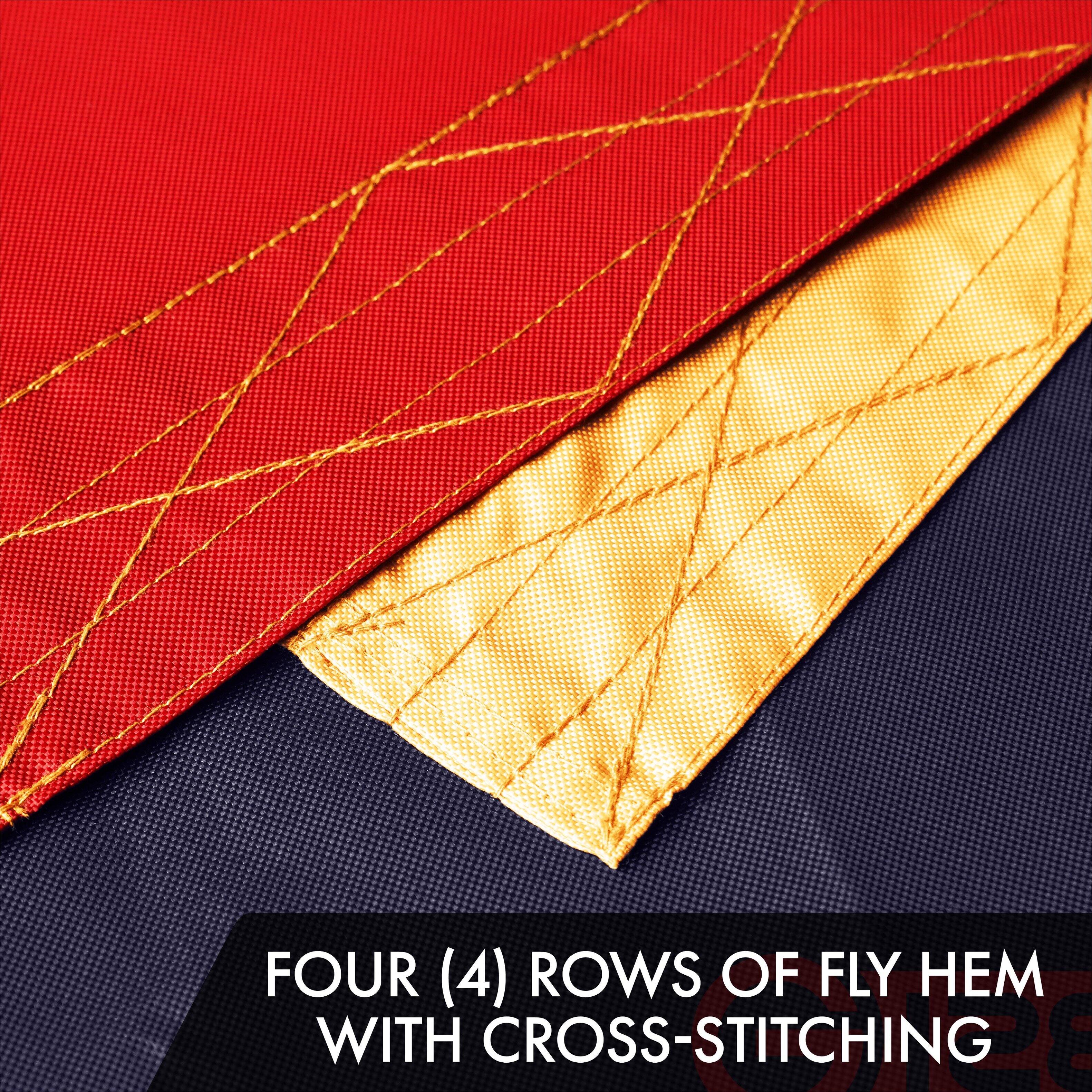 FOUR (4) ROWS OF FLY HEM WITH CROSS-STITCHING