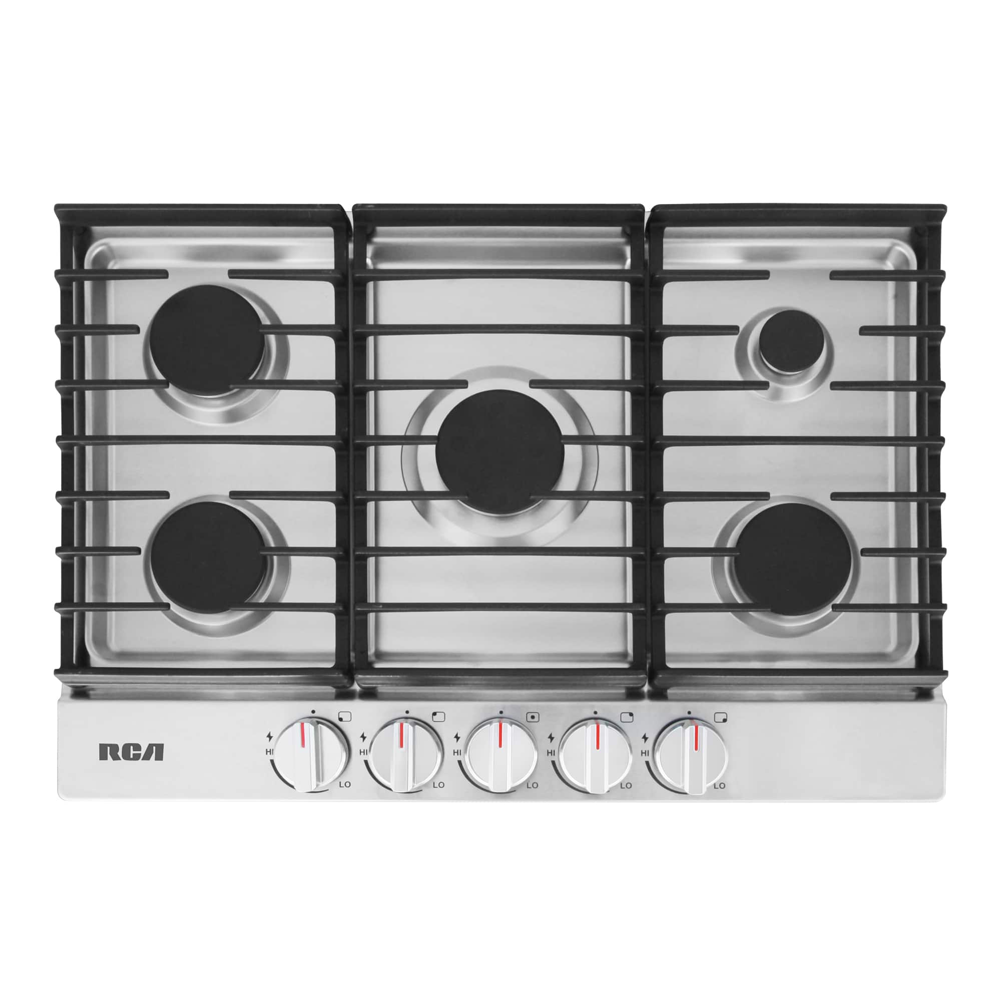 RCA - R-CTGL305SS 30 in. Legacy Collection Drop-In Gas Cooktop, 5 Burners, Cast Iron Grates, Metal Knobs - Stainless Steel