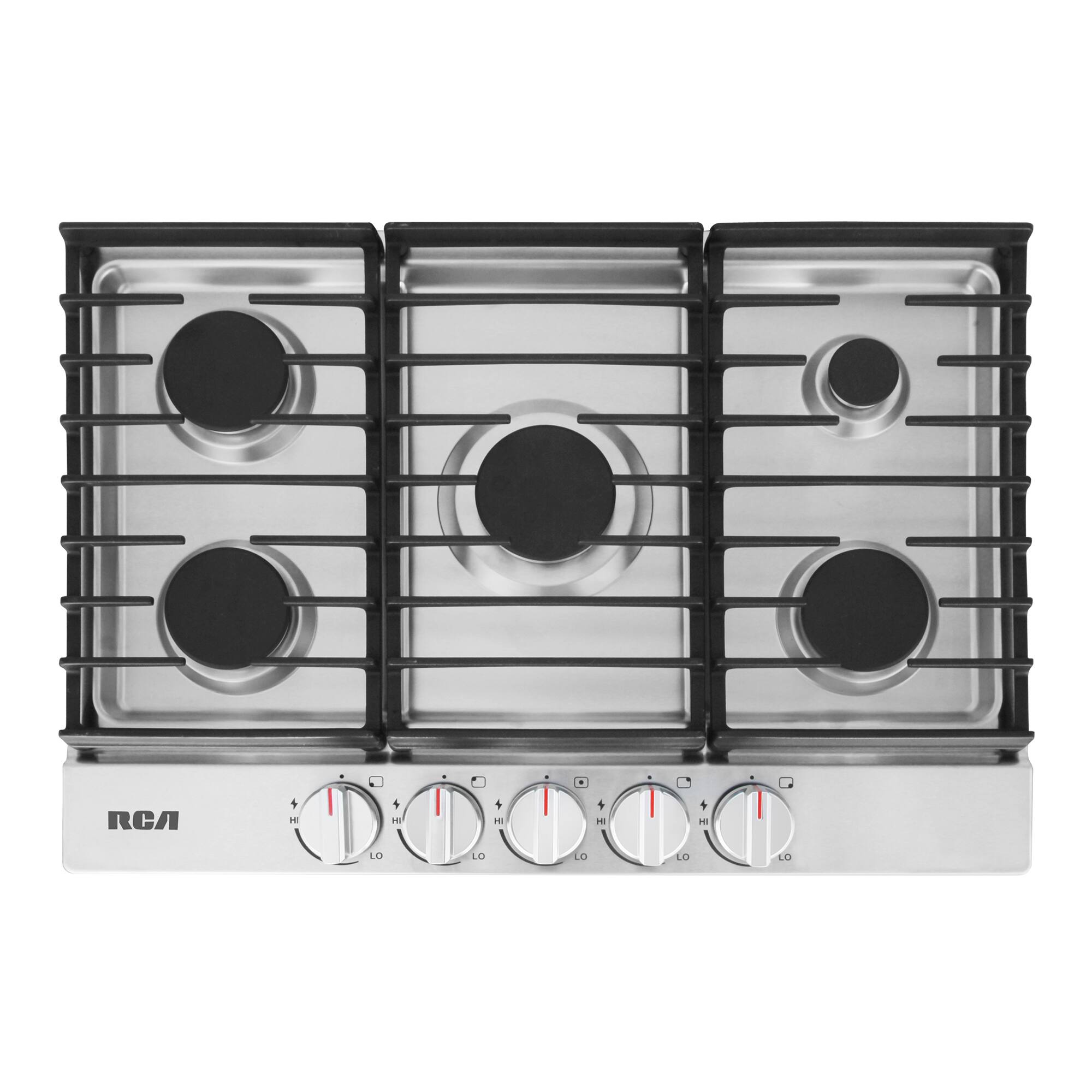 Front. RCA - R-CTGL305SS 30 in. Legacy Collection Drop-In Gas Cooktop, 5 Burners, Cast Iron Grates, Metal Knobs - Stainless Steel.