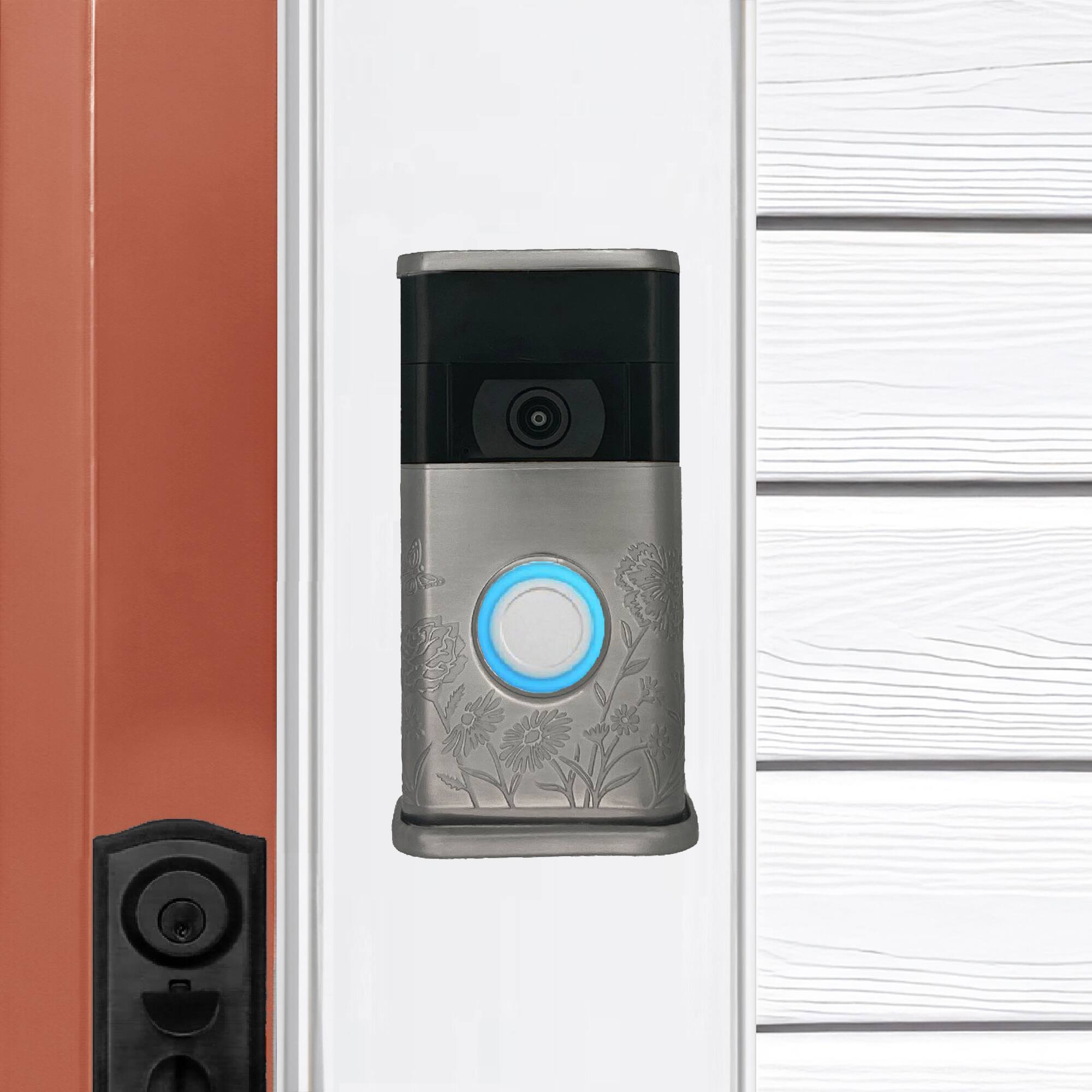 Alt View 3. Michael Healy - Garden Video Doorbell Cover (Ring 2nd Gen) - Nickel Silver.