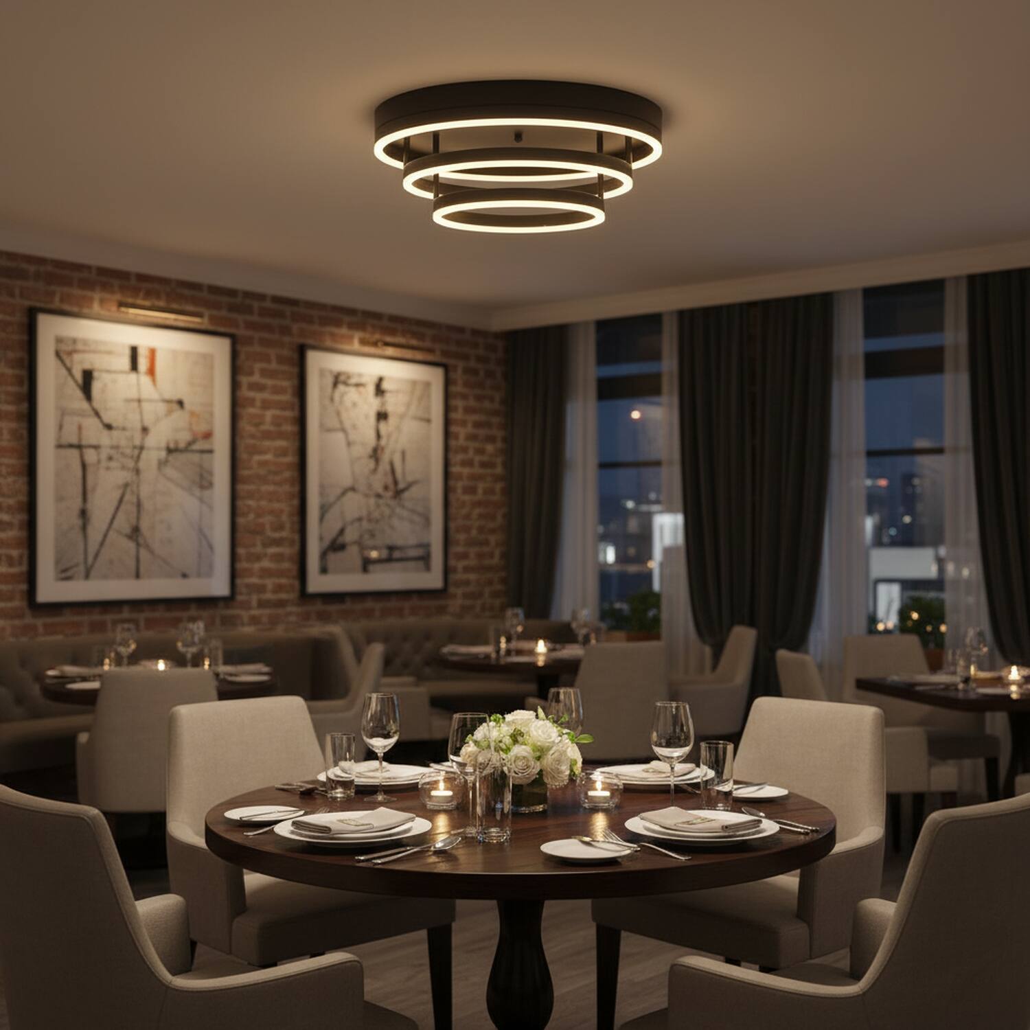 Back. Umeiluce - 19.7" Modern LED Flush Mount lighting Geometric light for Low-ceiling - Matte Black.